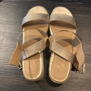 Rose gold platform espadrilles